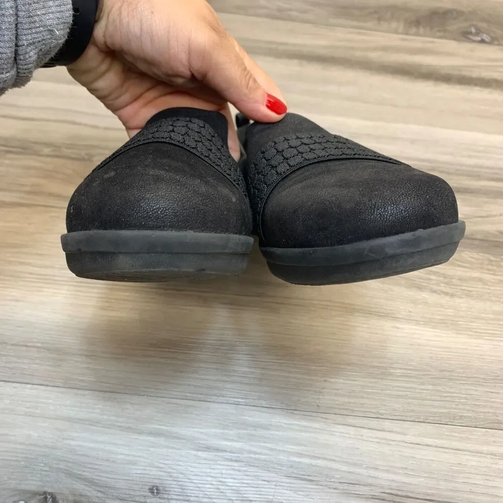 Clarks Womens Ayla Sloane Black‎ Cloudsteppers Slip On Comfort Flats Size 8.5 W